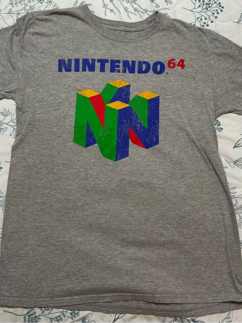 Nintendo Multicolor N64 Logo Short Sleeve Tee - Gray